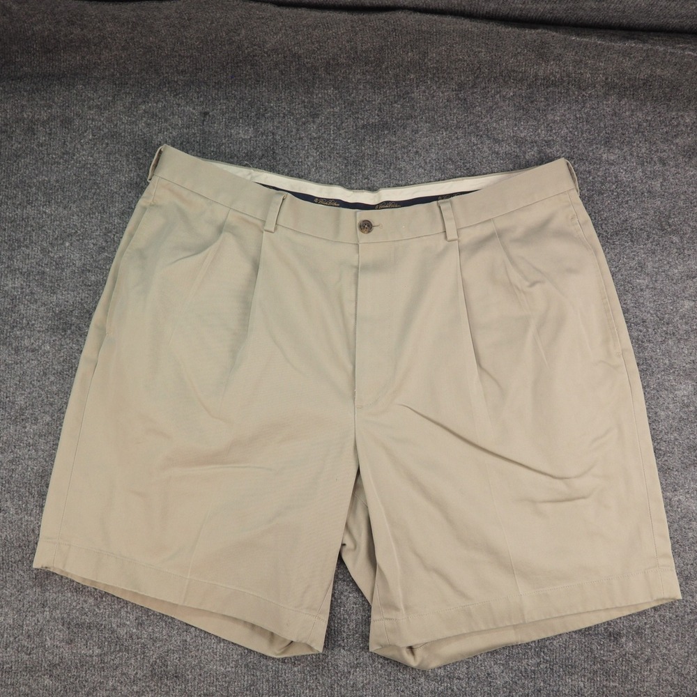 Brooks Brothers Chino Shorts Mens 40 Pleated Khaki Solid Preppy Old Money Golf